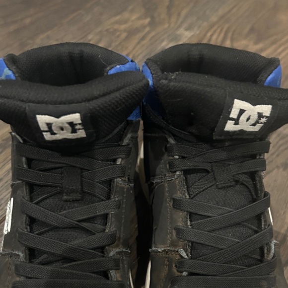 DC Kids Black and Blue High-Top Sneakers - Picture 2 of 4